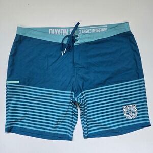 Dixxon Flannel Co.‎ Board Shorts Mens 46 Blue Striped Swim Trunks Surf Beachwear